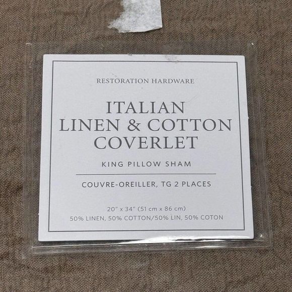 Restoration Hardware Italian Linen & cotton coverlet king pillow sham NWT - Picture 2 of 5